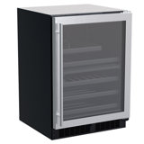 23.88" 22 Bottle and 112 Can Dual Zone Built-In Wine & Beverage Refrigerator with Stainless Steel Frame Glass Door