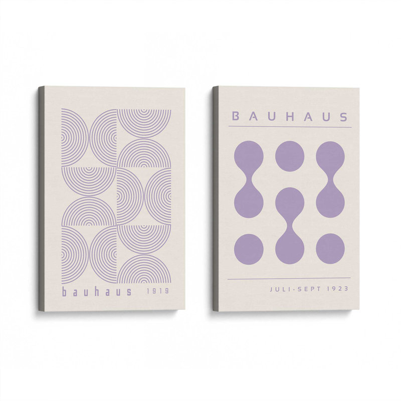 Bauhaus Flow and Composition en mauve I, ensemble de 2, H 18 po x l 24 po, Toile tendue
