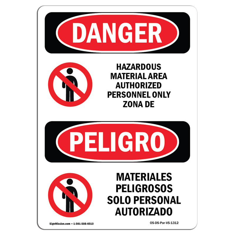 Matière dangereuse bilingues autorisée | Enseigne ou étiquette robuste, H 24 po x l 18 po x P 0,1 po