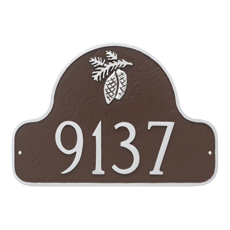 Plaque d’adresse murale sur 1 ligne, Chocolat / Argent