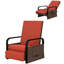 Fauteuil inclinable d'extérieur en osier, chaise longue avec plateau latéral, rouge-468951142