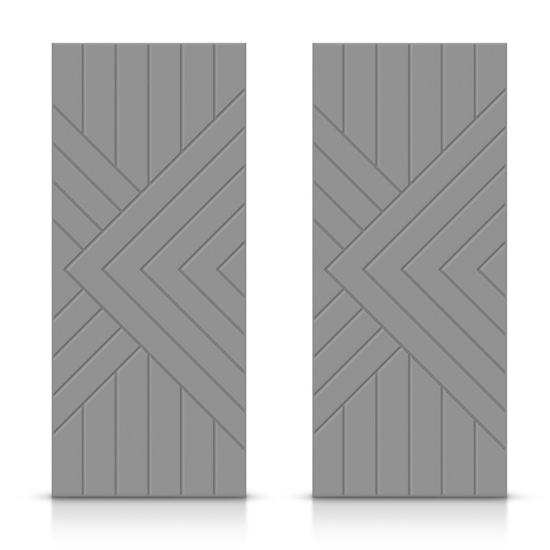 Portes de placard coulissantes sans quincaillerie d'installation, Gris clair, 60 po x 80 po