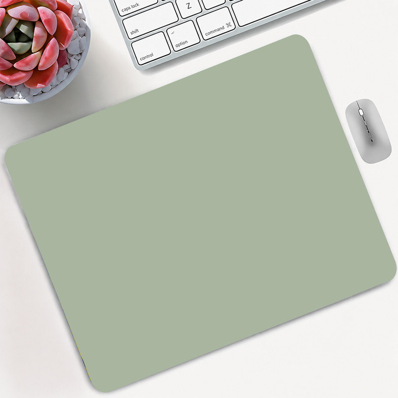  Tapis de souris en caoutchouc, surface en microfibre lisse, base antidérapante, tapis de souris décoratif à bord arrondi pour le bureau et les jeux, 12 po x 8 po, art vert sauge uni