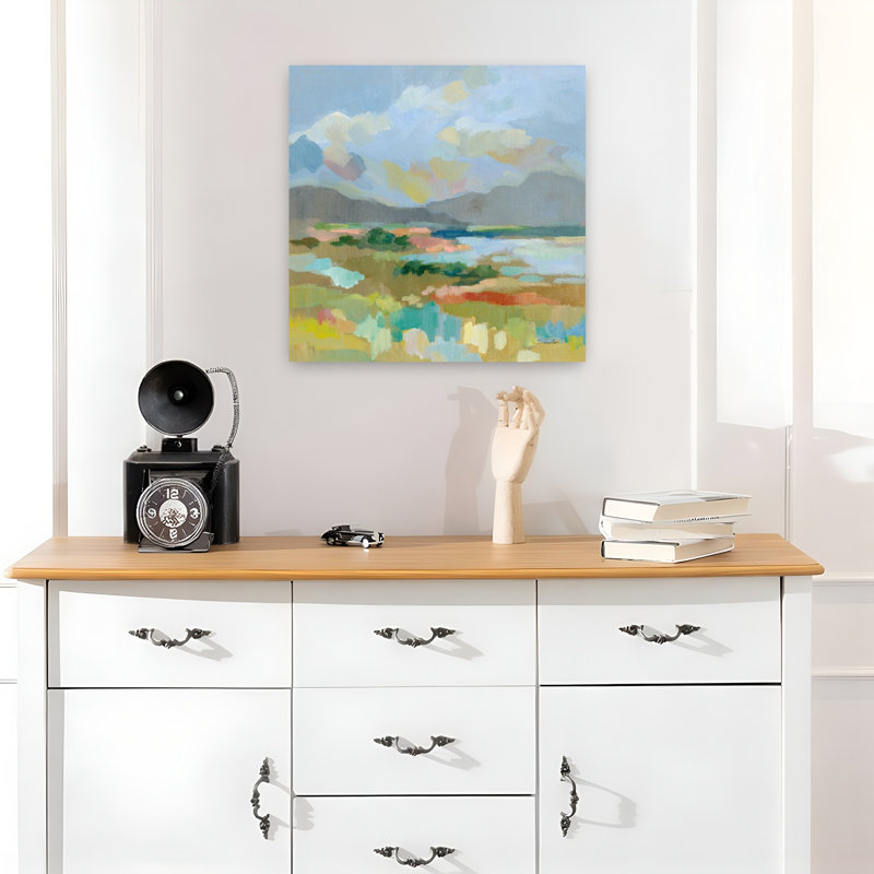 Soleil contemporain avec art bleu-brun, H 18 po x l 18 po