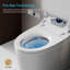 Combinaison de bidet de toilette intelligente avec couvercle / siège ouvert avec capteur de pied, buse autonettoyante, affichage à DEL, siège / flux d'air chauffant à trois niveaux, veilleuse, commande à bouton, fermeture douce, chasse automatique, avec télécommande