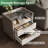 24" W Modern High Gloss Nightstand With Glass Tabletop with Charging Station