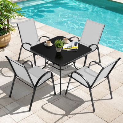Square Iron Patio Dining Set