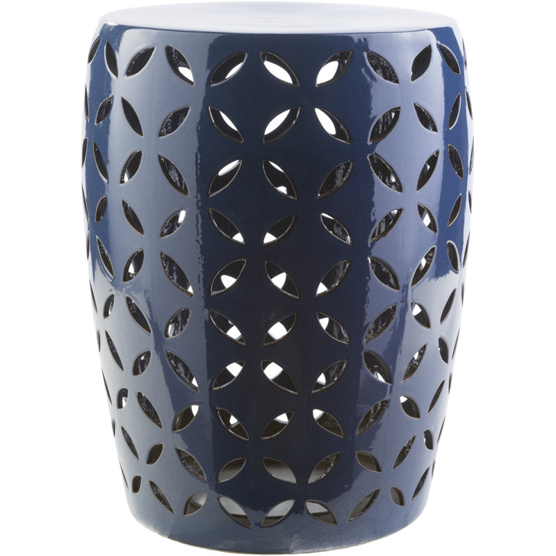 Bahi Ceramic Accent Stool, Cobalt