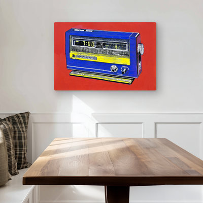 Retro Radio Alarm - Blue Metal Print for Living Room Decor