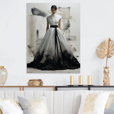 Minimaliste noir et blanc, robe chic I - art mural en métal Dior