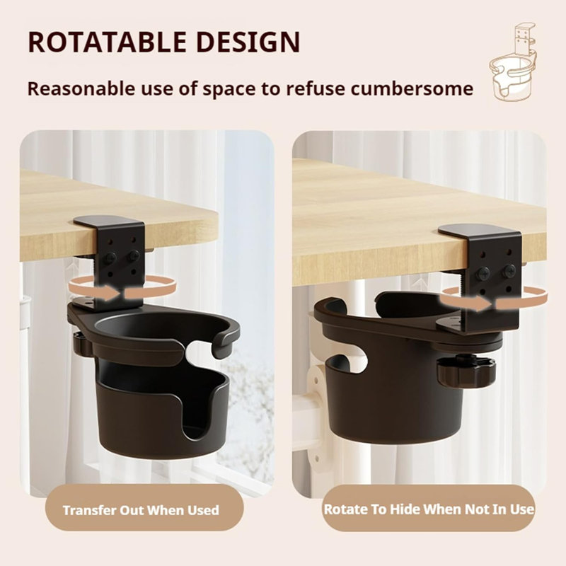 Pince porte-gobelet de bureau, porte-gobelet pivotant à 360 °