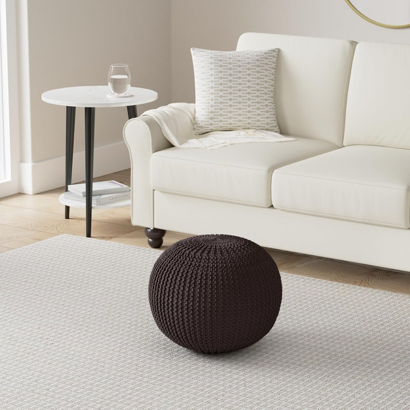 Bramble Upholstered Pouf, Brown