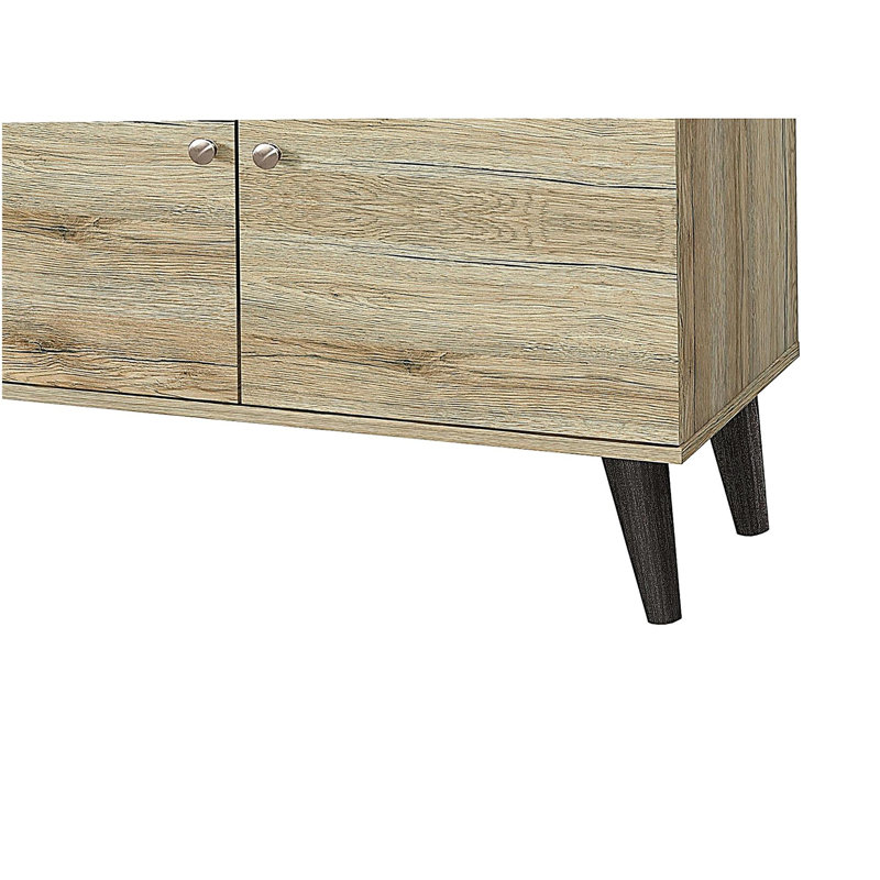 Amidon TV Stand, Suitable for 63 Inch TV, with 2 Storage Shelves and 1 Cabinet, Oak Modern Living Room TV Entertainment Center