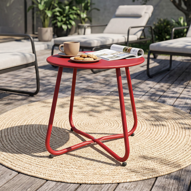Table d'appoint ronde extérieure de 45 cm (18 po), petite table de chevet résistante aux intempéries pour terrasse, jardin, balcon ou cour.