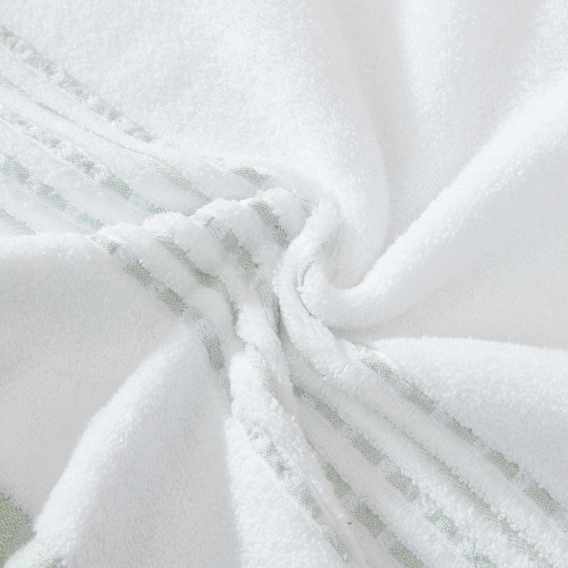 Cliff Side Cotton 3 Piece Towel Set, White/Green