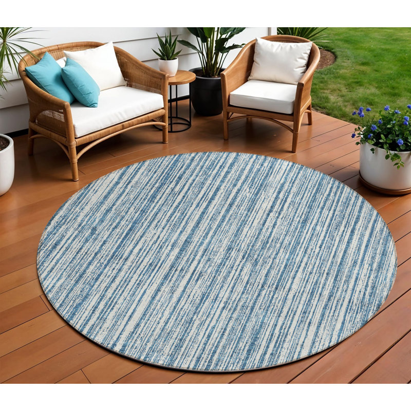 Tapis intérieur lavable rayé ivoire 8 pi