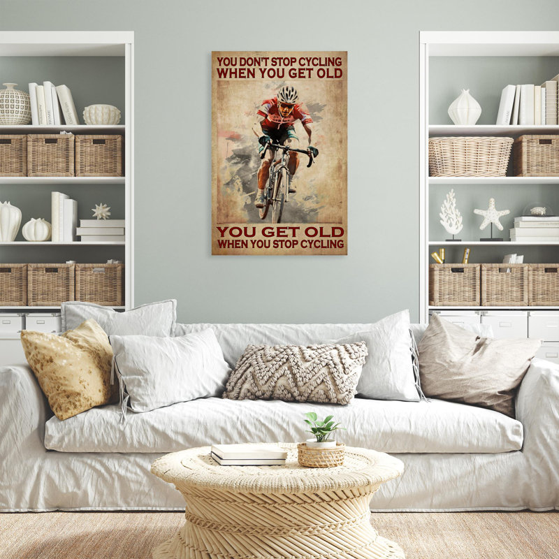 You Get Old When You Stop Cycling - 1 pièce, impression d'art graphique rectangulaire sur toile tendue