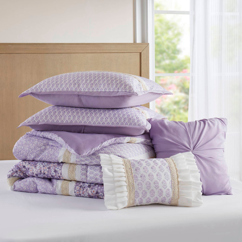 Ensemble d'édredon 5 pièces avec coussins décoratifs, Édredon double + 4 pièces supplémentaires