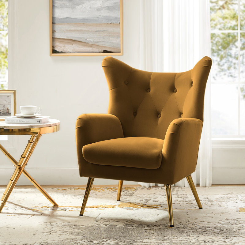 Fauteuil à oreilles 29,25 po Avianna, Golden Velvet