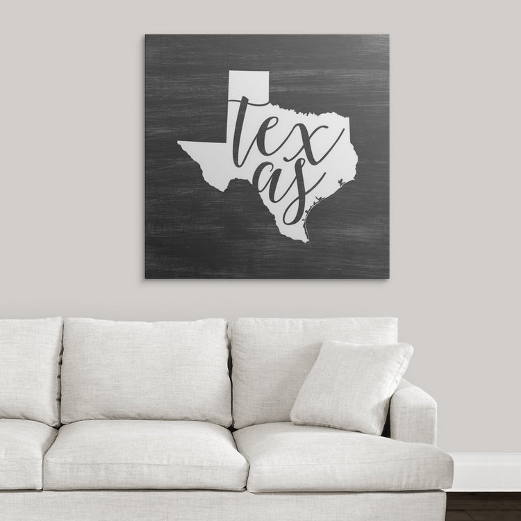 « home state typography texas », impression sur cercle intérieur, H 35 po x l 35 po x P 1,5 po, Toile