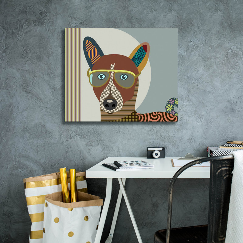 «Basenji Dog» par Lanre Adefioyue, H 20 po x l 24 po x P 0,75 po