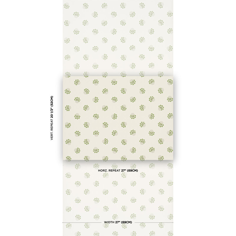Papier peint floral Auclair, Vert