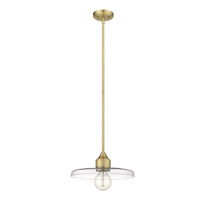 Jamyla 1 - Light Unique/Statement Pendant, 6.25" H x 14" W x 14" D, Olde Brass, Clear