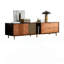 Meuble télé de rangement rétro luxueux en parquet brun et brun foncé, 78,74 pouces.-1223014176