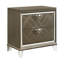 Table de chevet glamour champagne foncé pour chambre à coucher avec rangement à 2 tiroirs au design élégant et intemporel