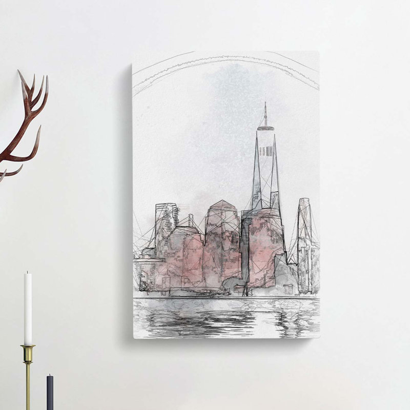 Downtown New York City Skyline In Abstract - Wrapped Canvas Print, 76cm H x 50cm W x 3cm D