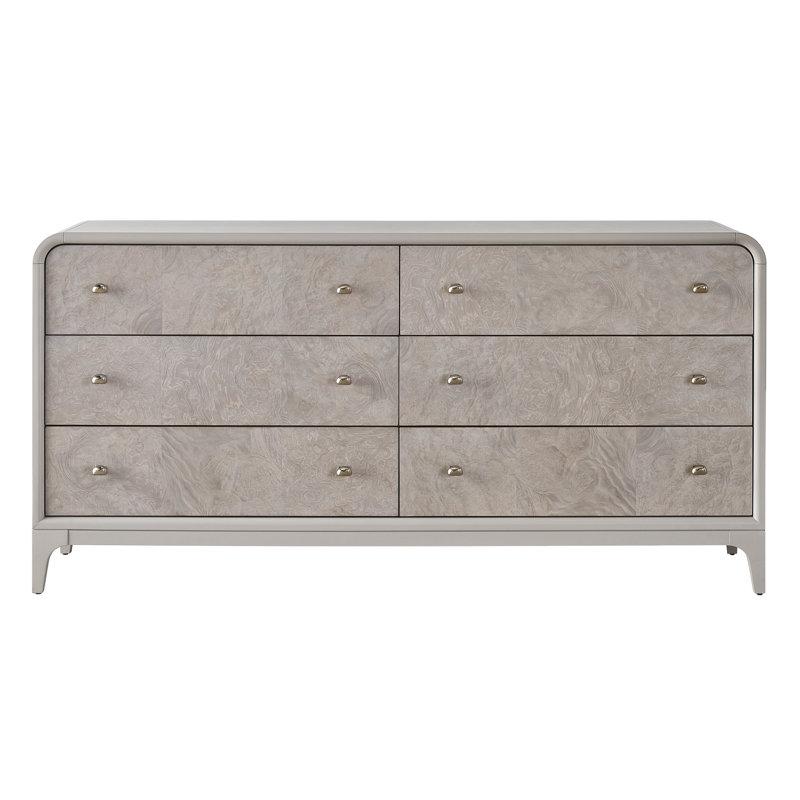70" Immersion 6 Drawer Burl Front Dresser