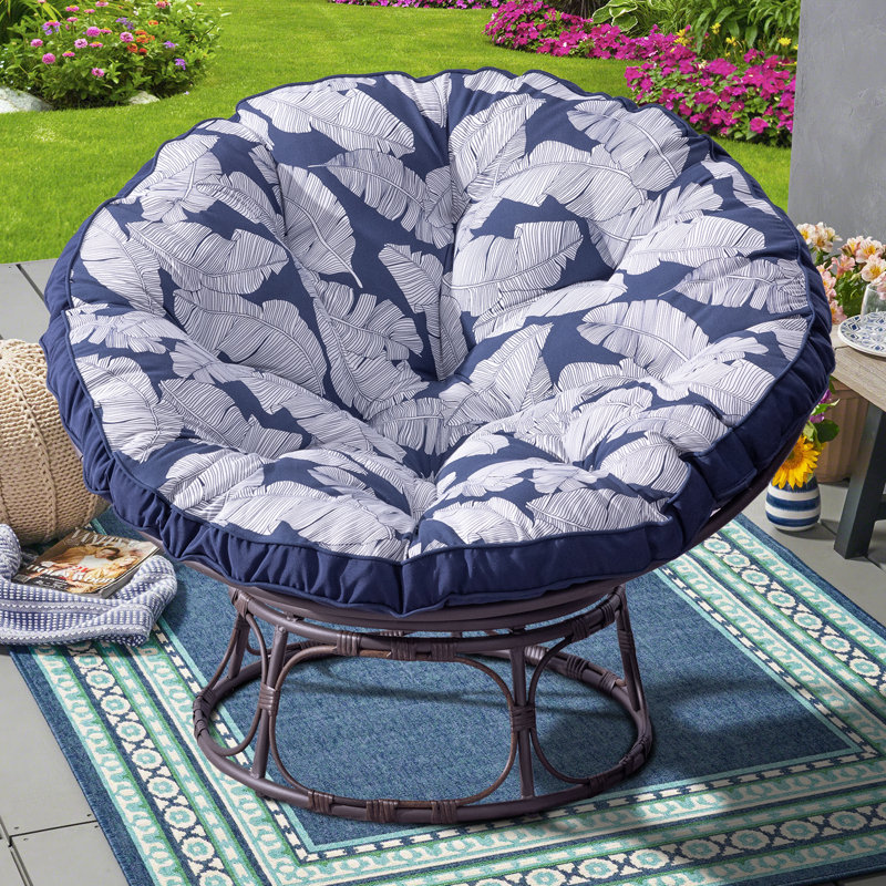 Maysen Swivel Wicker Outdoor Lounge Chair, Blue