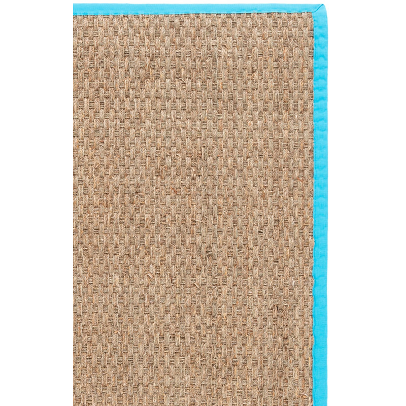 Tapis naturel / turquoise en bambou Chester, Rectangle 8 pi x 10 pi