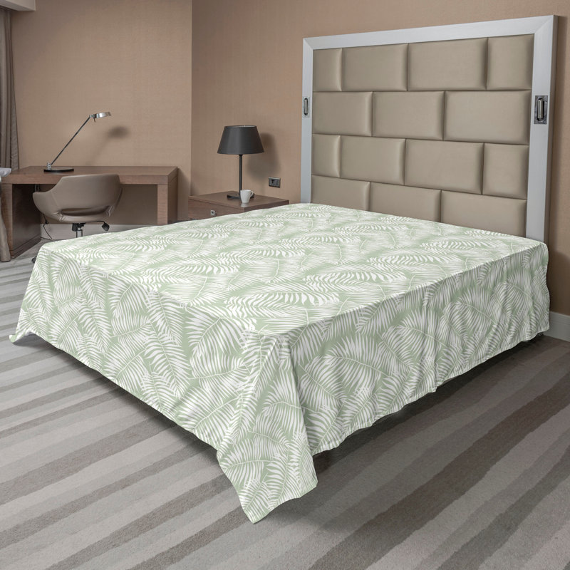 King Black and White Botanical Print Polyester Flat Sheet