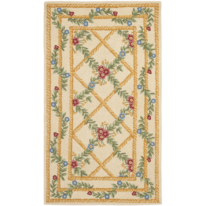 Tapis en laine crocheté à la main Kinchen, Rectangle 2 pi 9 po x 4 pi 9 po