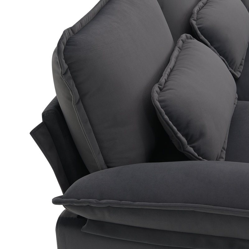 Confortable chaise longue double en velours gris - Détendez-vous avec élégance. Coussin pour le repos. Cadre, capacité de 330 lb. Poches pour accoudoirs et coussins lombaires. Taille maximale du cadre