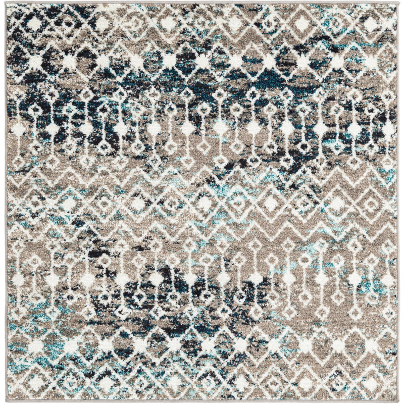 Geometric Indoor Rug, Square 4'