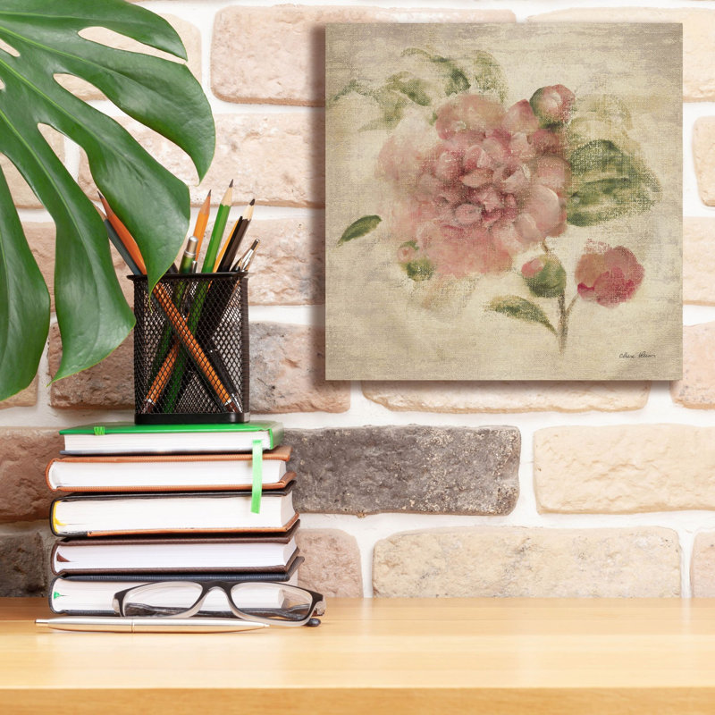 «Dusty Pink Rose On Antique Linen Light» par Cheri Blum, art mural sur toile, H 12 po x l 12 po x P 0,75 po