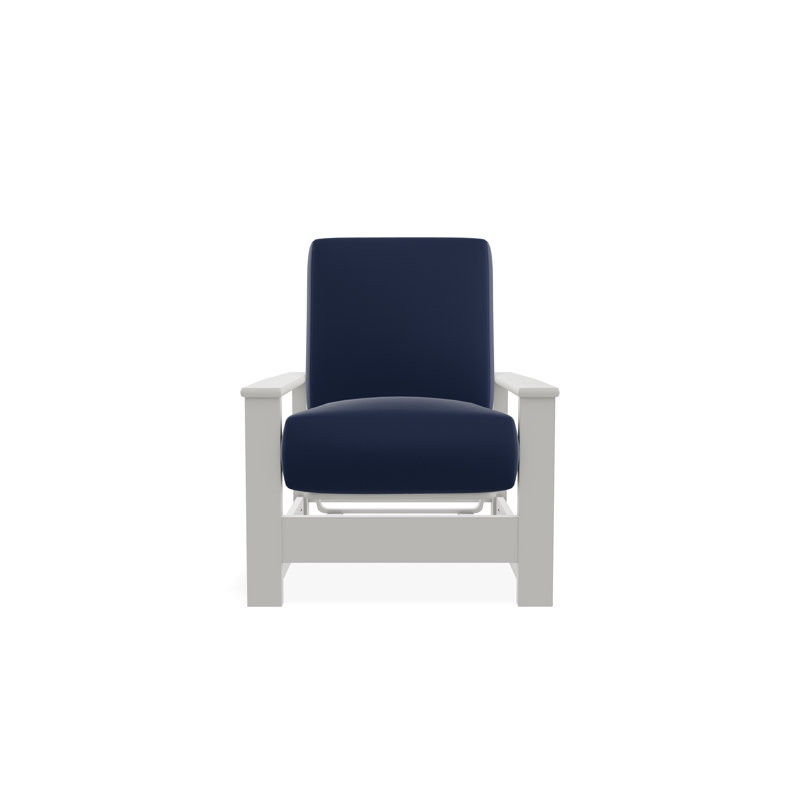Leeward Marine Grade Polymer Deep Seating Cushion Arm Chair with Hidden Motion, Canvas Navy Sunbrella® Canvas, Snow