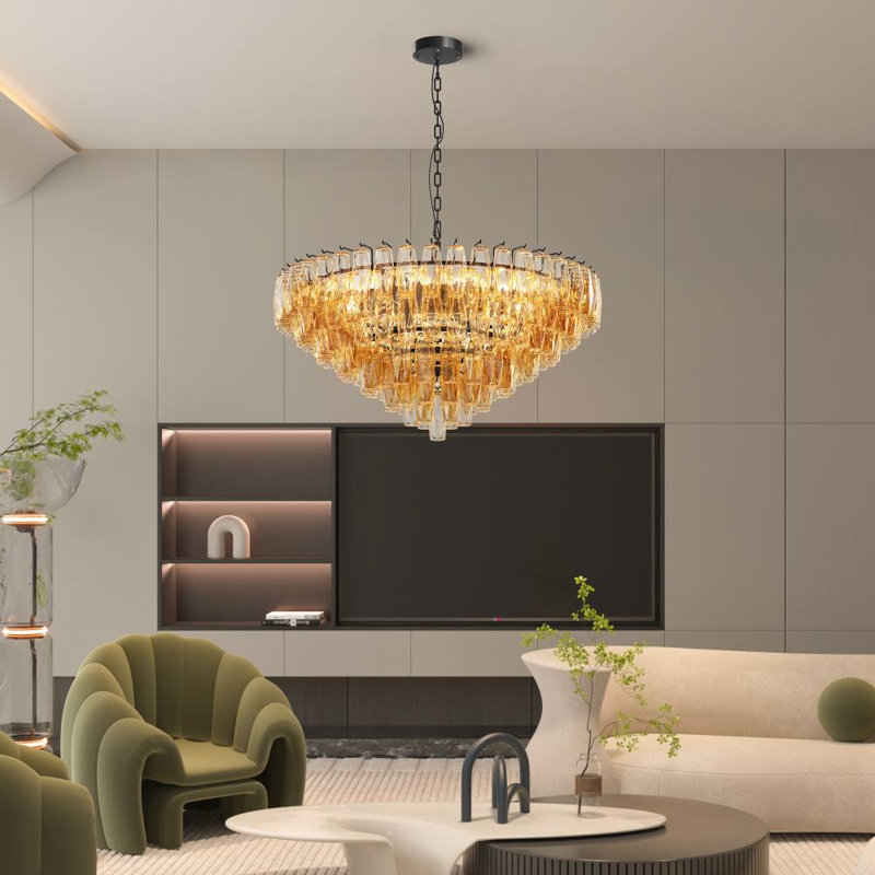 Crystal Drum Chandelier (Black)