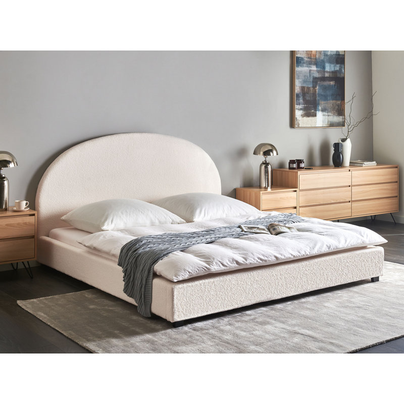 Bed Wood Veneer Bohemond, European Double (140 x 200 cm), White