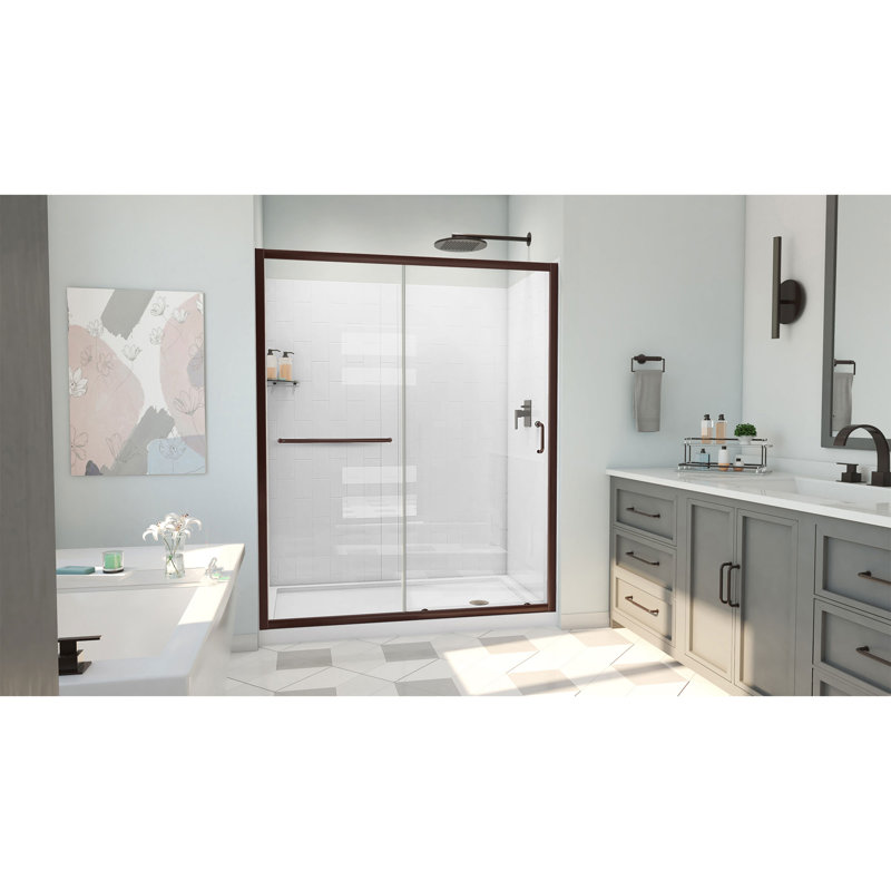 Ensemble de douche rectangulaire l 60 po x P 34 po x H 78 po, Bronze huilé