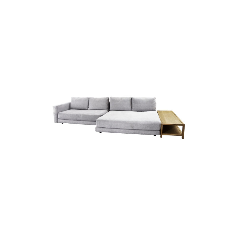 Scale 2-Seater Sofa W/Dob. Daybed, Armrest & Table, Light Gray Polyester Blend