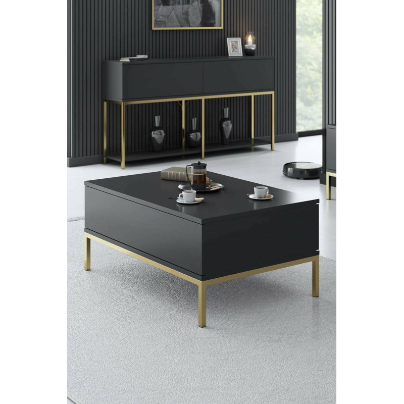 Mairead Frame Coffee Table, Anthracite/Gold