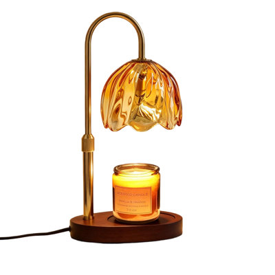 Flower Candle Warmer Lamp with Timer, Dimmable Adjustable Height Wax Melts Warmer,(Rose Red)