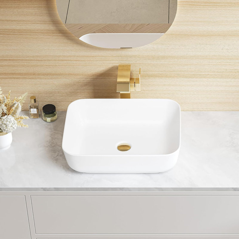 Salerno 500mm x 390mm White Rectangular Ceramic Countertop Basin Bathroom Sink