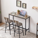 Bar Table Grey, Adjustable Feet Pad, Comfortable Seating Area With Grey Pu Leather Stools - Versatile Use