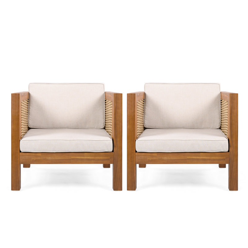 Chaises d'appoint d'extérieur modernes, en bois d'acacia et en osier, idéales pour les patios