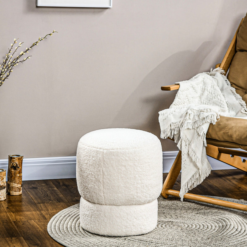 Molleton rembourré, capacité de poids de 265 lb, rond blanc avec siège rembourré et molleton, pour le salon