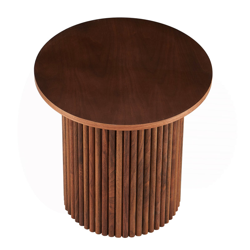 Table basse en placage de table ronde de 19,69 pouces, plateau de table basse en MDF avec base en métal, table d'appoint de canapé pour le salon et la salle de réception